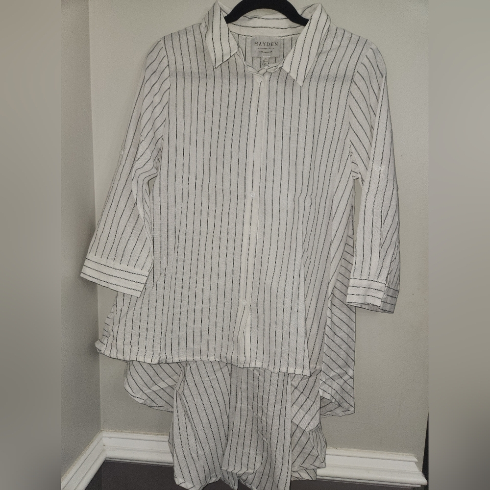 Hayden Black and White Striped Shirt Medium
